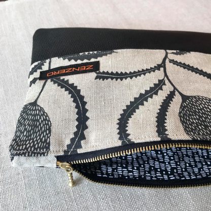 C058 Ink and Spindle linen with Black leather - Image 4